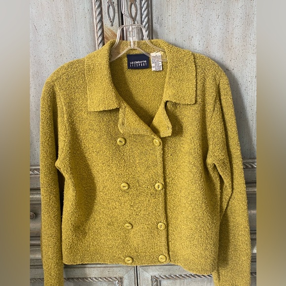 Liz Claiborne Double Breasted Mustard Sweater - Picture 6 of 11